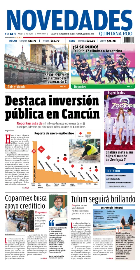 Portada de Novedades Quintana Roo