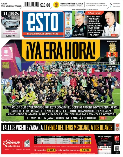 Portada de Esto del sábado, 15 de noviembre de 2025