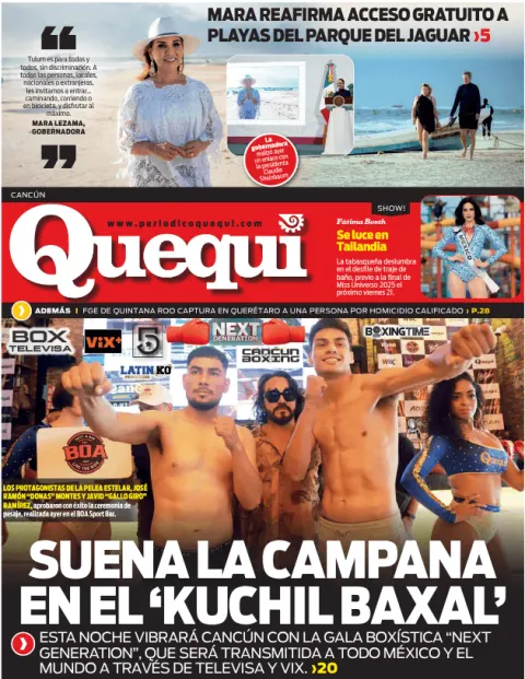 Portada de Quequi (contraportada) del sábado, 15 de noviembre de 2025