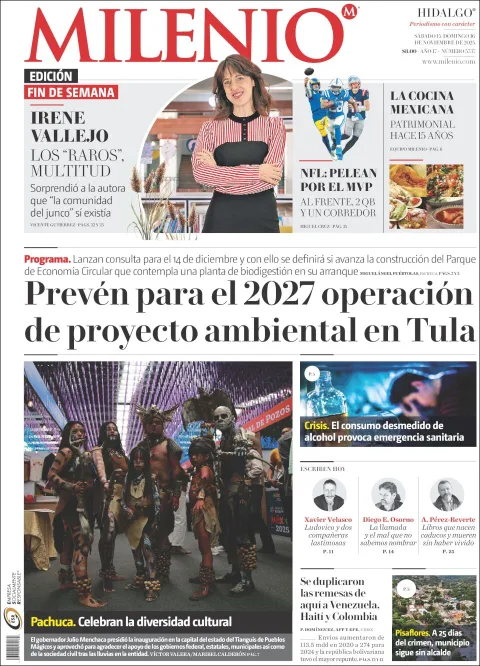 Portada de Milenio Hidalgo del sábado, 15 de noviembre de 2025
