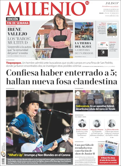 Portada de Milenio Jalisco del sábado, 15 de noviembre de 2025