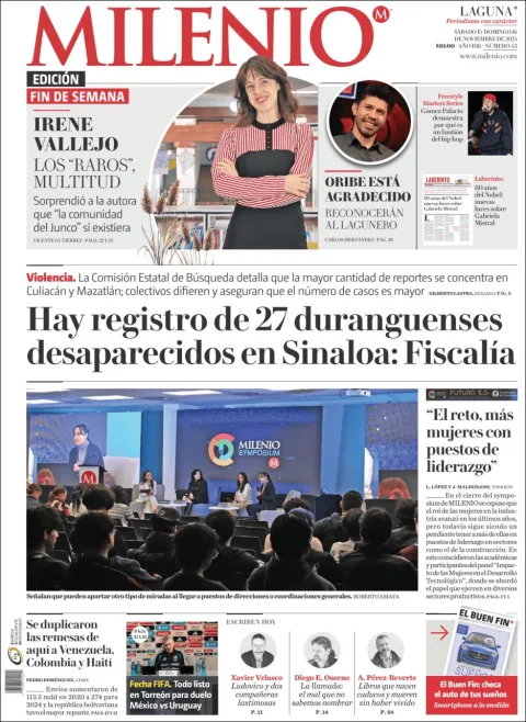 Portada de Milenio Laguna del sábado, 15 de noviembre de 2025