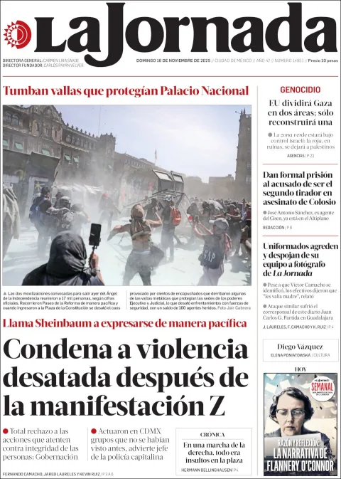 Portada de La Jornada