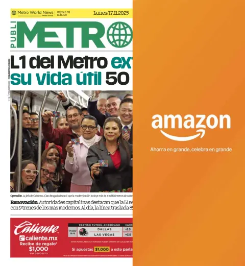 Portada de Publimetro Nacional del lunes, 17 de noviembre de 2025