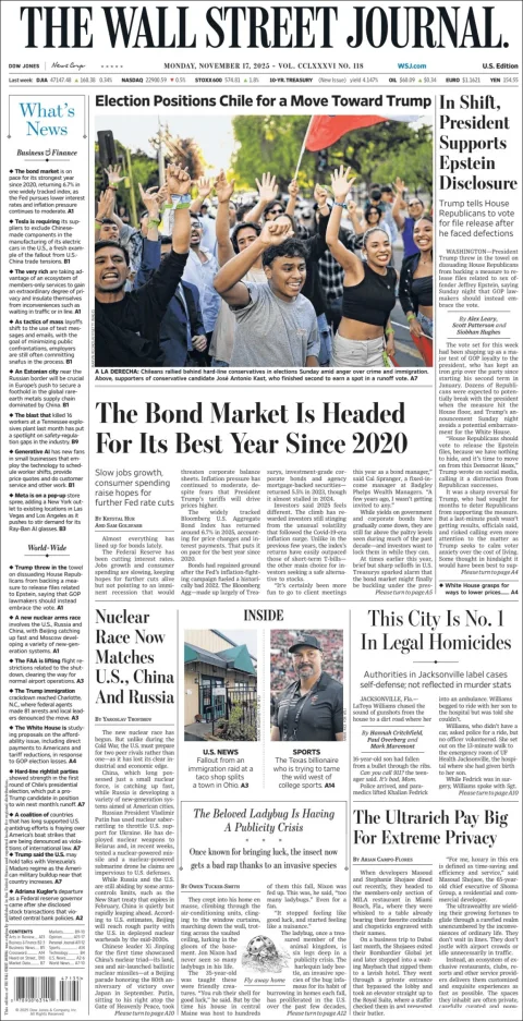 Portada de The Wall Street Journal