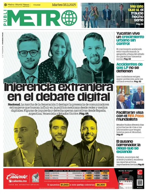 Portada de Publimetro Merida del martes, 18 de noviembre de 2025