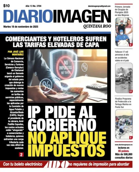 Portada de Diario Imagen Quintana Roo del martes, 18 de noviembre de 2025