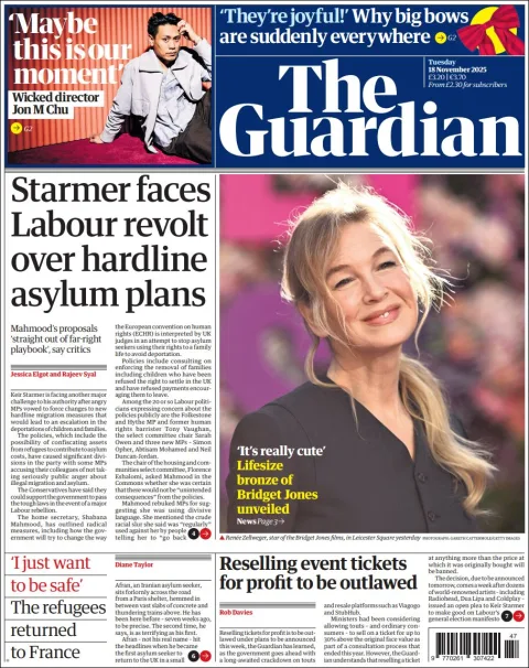 Portada de The Guardian (reino Unido) del martes, 18 de noviembre de 2025
