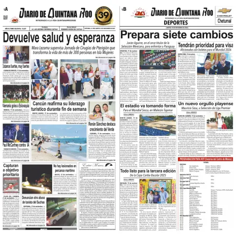 Portada de Diario de Quintana Roo (portada)