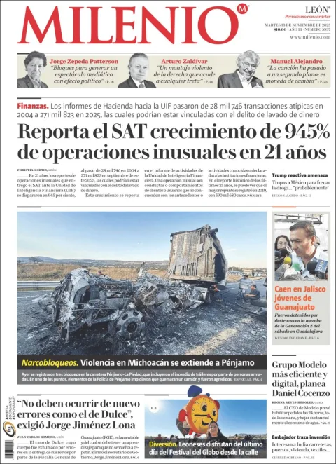 Portada de Milenio Leon del martes, 18 de noviembre de 2025