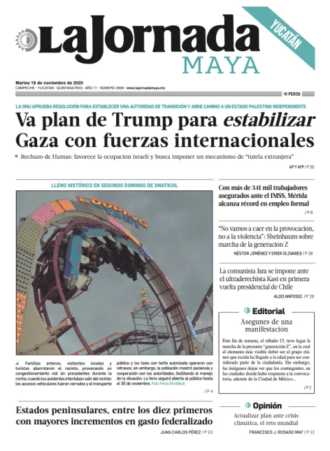 Portada de La Jornada Maya Yucatán del martes, 18 de noviembre de 2025