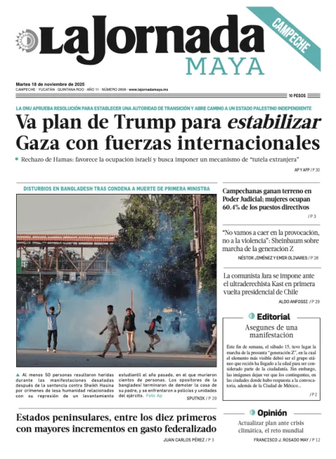 Portada de La Jornada Maya Campeche del martes, 18 de noviembre de 2025