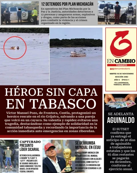 Portada de En Cambio - Tabasco (contraportada) del martes, 18 de noviembre de 2025