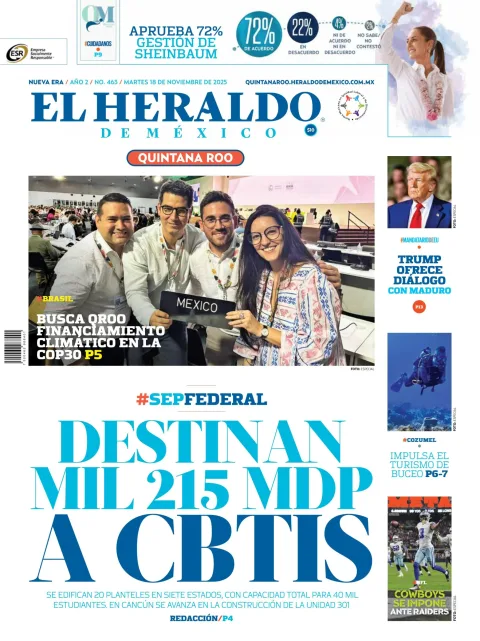 Portada de El Heraldo de Mexico - Quintana Roo