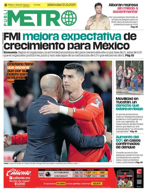 Portada de Publimetro Merida del miércoles, 15 de octubre de 2025