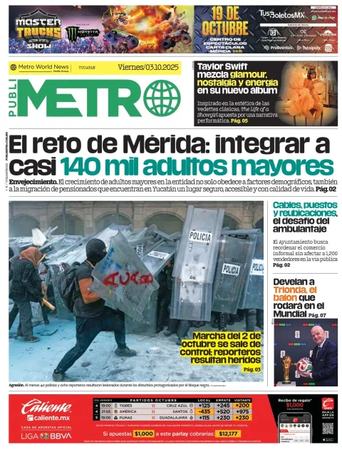 Portada de Publimetro Merida del viernes, 3 de octubre de 2025