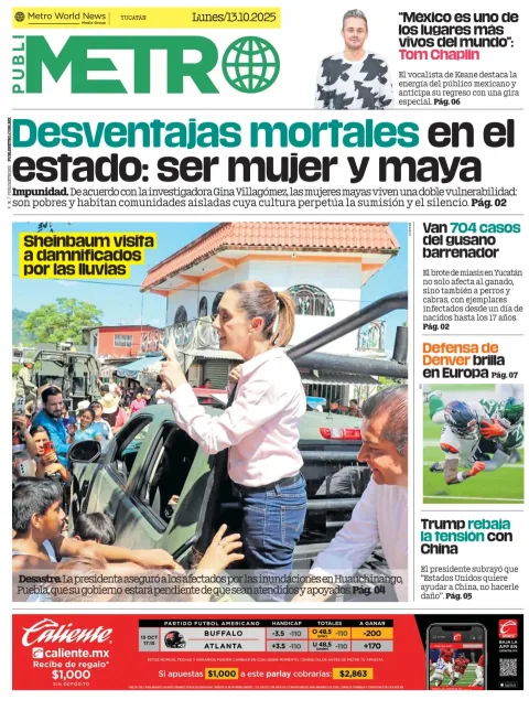 Portada de Publimetro Merida del lunes, 13 de octubre de 2025