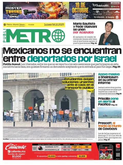 Portada de Publimetro Merida del lunes, 6 de octubre de 2025