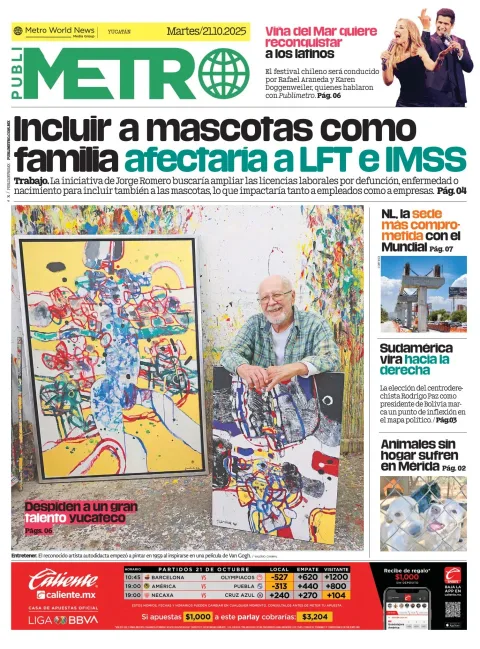 Portada de Publimetro Merida del martes, 21 de octubre de 2025