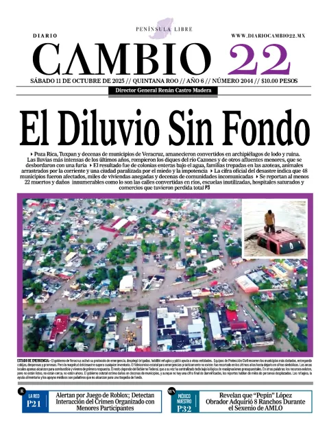 Portada de Diario Cambio 22 (contraportada) del sábado, 11 de octubre de 2025