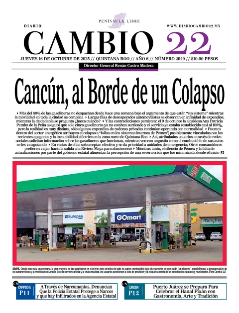 Portada de Diario Cambio 22 (portada) del jueves, 16 de octubre de 2025