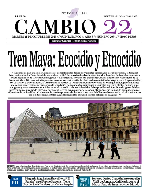Portada de Diario Cambio 22 (portada) del martes, 21 de octubre de 2025