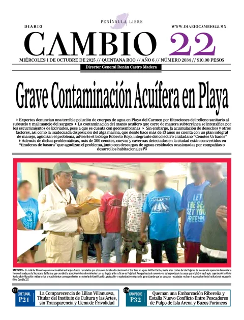 Portada de Diario Cambio 22 (contraportada) del miércoles, 1 de octubre de 2025