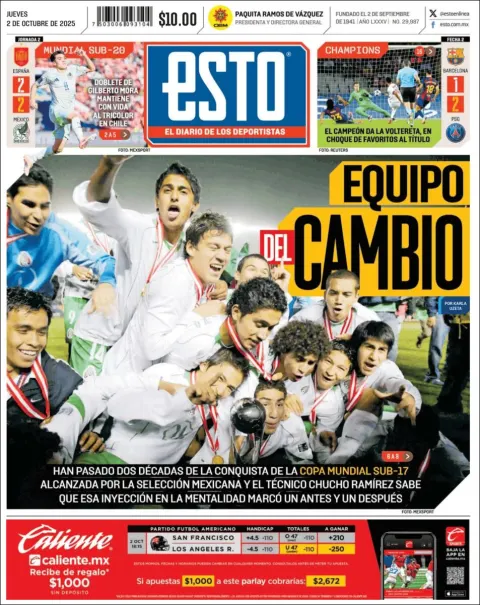 Portada de Esto del jueves, 2 de octubre de 2025