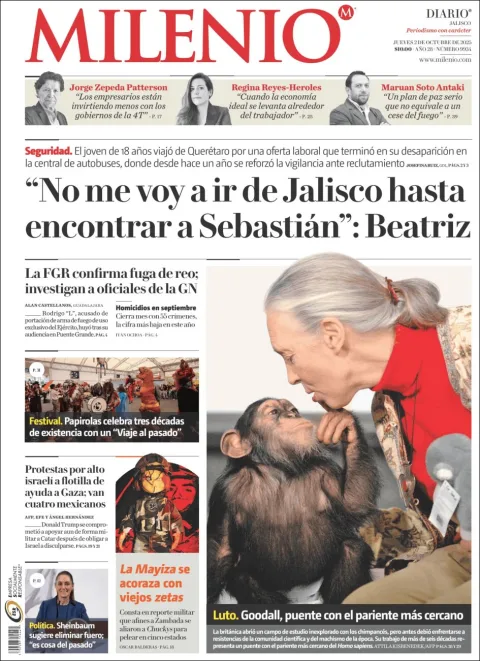 Portada de Milenio Jalisco del jueves, 2 de octubre de 2025