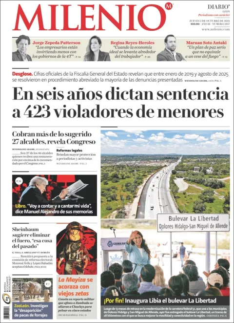 Portada de Milenio Leon del jueves, 2 de octubre de 2025