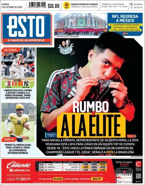 Portada de Esto del viernes, 3 de octubre de 2025