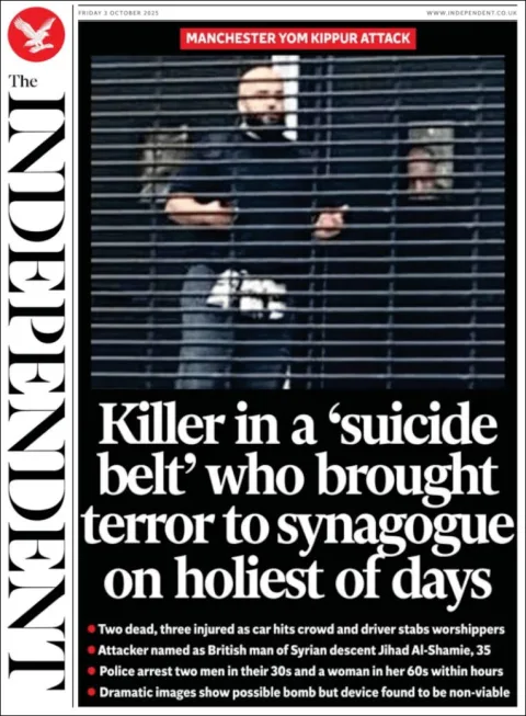 Portada de The Independent del viernes, 3 de octubre de 2025
