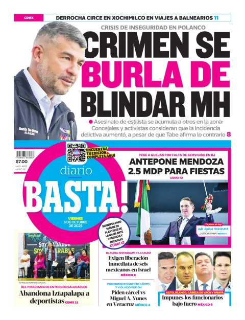 Portada de Basta! (portada) del viernes, 3 de octubre de 2025