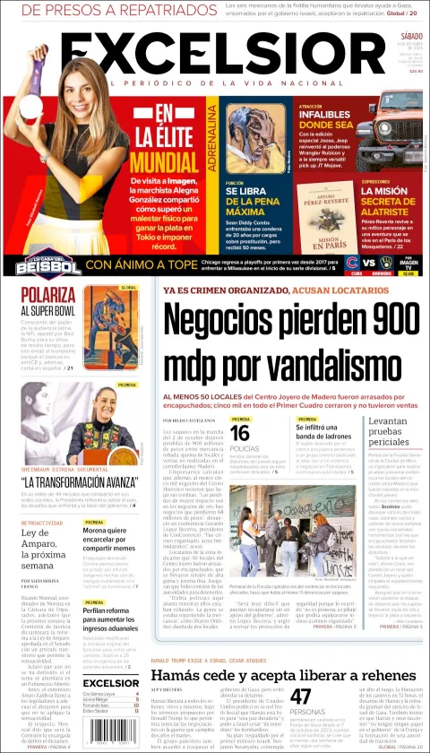 Portada de Excelsior del sábado, 4 de octubre de 2025
