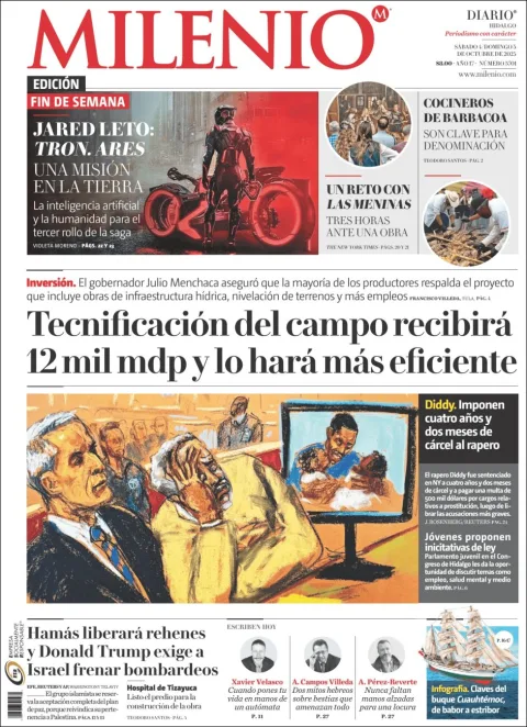 Portada de Milenio Hidalgo del sábado, 4 de octubre de 2025