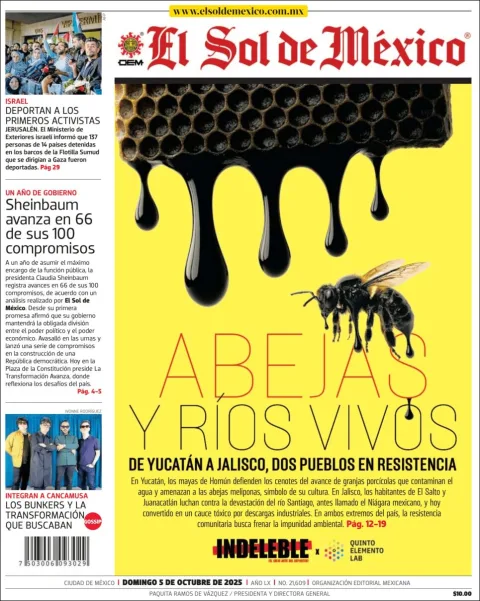 Portada de El Sol de Mexico del domingo, 5 de octubre de 2025