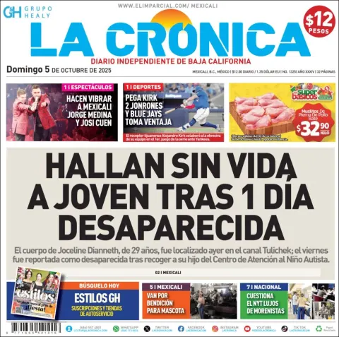 Portada de La Cronica del domingo, 5 de octubre de 2025