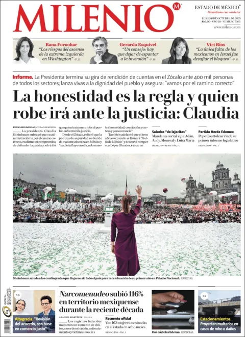 Portada de Milenio Edo de Mexico del lunes, 6 de octubre de 2025