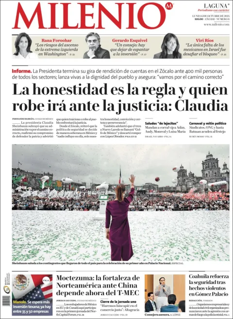 Portada de Milenio Laguna del lunes, 6 de octubre de 2025