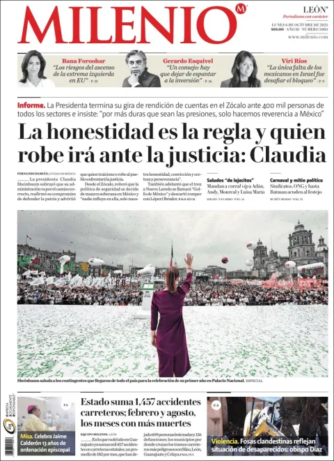 Portada de Milenio Leon del lunes, 6 de octubre de 2025