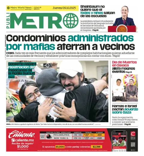 Portada de Publimetro Nacional del jueves, 9 de octubre de 2025