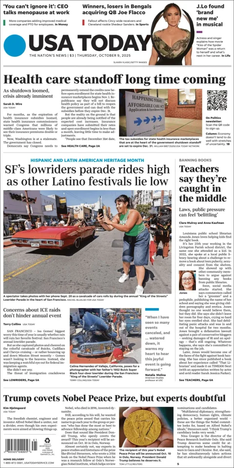 Portada de Usa Today