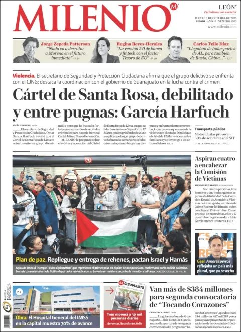 Portada de Milenio Leon del jueves, 9 de octubre de 2025