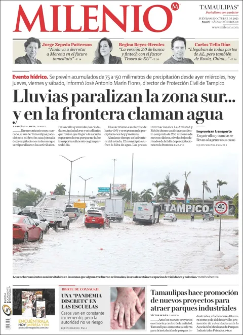 Portada de Milenio Tamaulipas del jueves, 9 de octubre de 2025