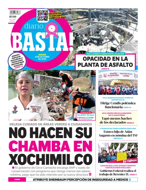 Portada de Basta! (portada) del jueves, 9 de octubre de 2025