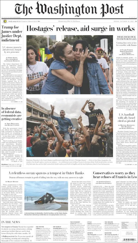 Portada de The Washington Post del viernes, 10 de octubre de 2025