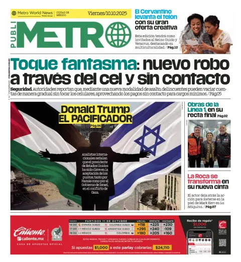 Portada de Publimetro Nacional del viernes, 10 de octubre de 2025