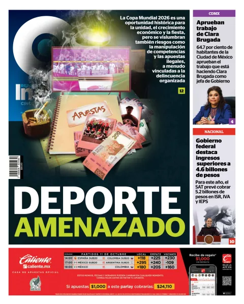 Portada de Reporte Indigo Nacional del viernes, 10 de octubre de 2025