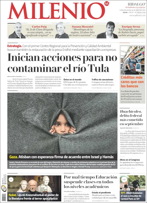 Portada de Milenio Hidalgo del viernes, 10 de octubre de 2025