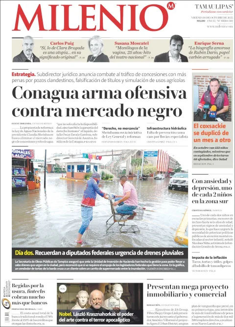 Portada de Milenio Tamaulipas del viernes, 10 de octubre de 2025
